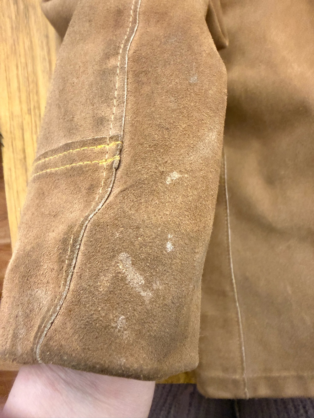 Vintage Pioneer Wear Suede Sherpa Rancher Jacket Brown Western Coat Size 44 - Picture 12 of 16
